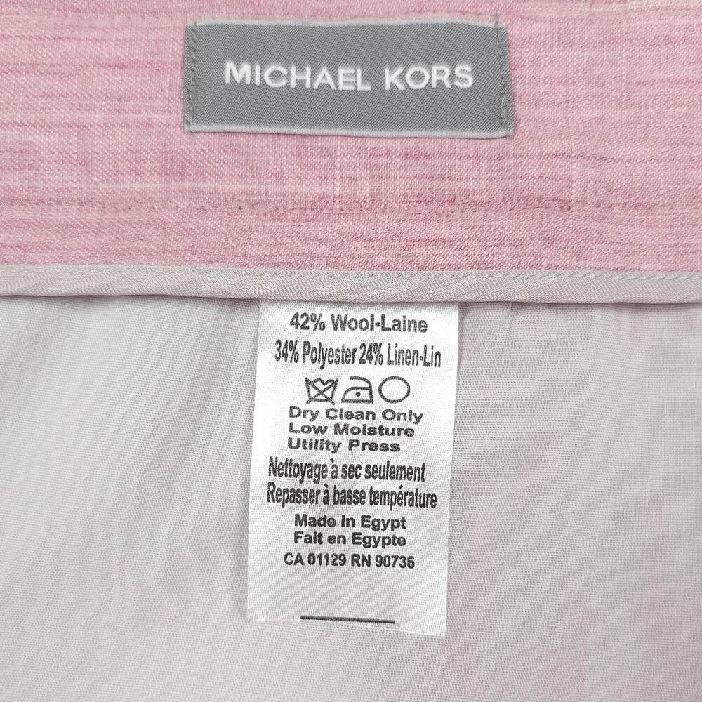 Michael Kors Mens Classic Fit 2 Piece Suit 44R 34x32 Pink Wool Linen Blend NWT